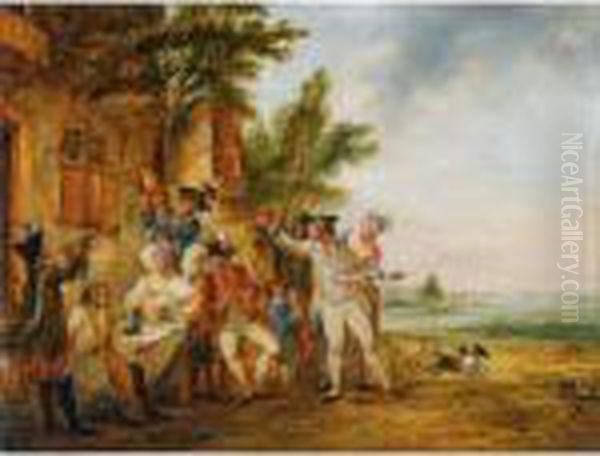 La Musique Militaire Oil Painting by Louis Joseph, Dit Watteau De Lille