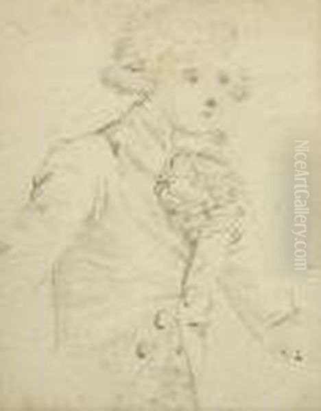 Gentleman With Jabet Oil Painting by Louis Joseph, Dit Watteau De Lille