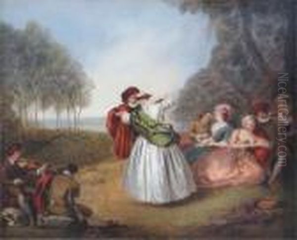 Fete Champetre Oil Painting by Louis Joseph, Dit Watteau De Lille