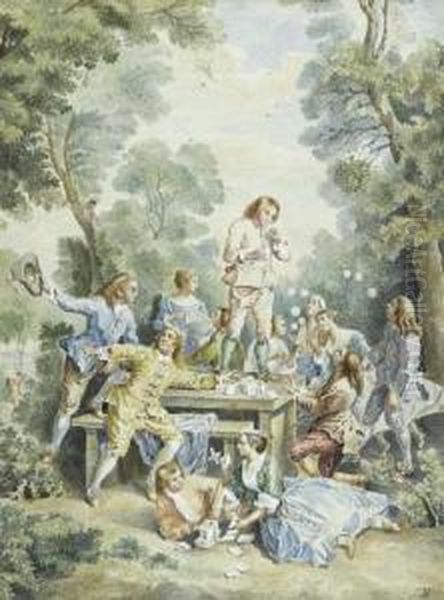 Fete Champetre. Oil Painting by Louis Joseph, Dit Watteau De Lille