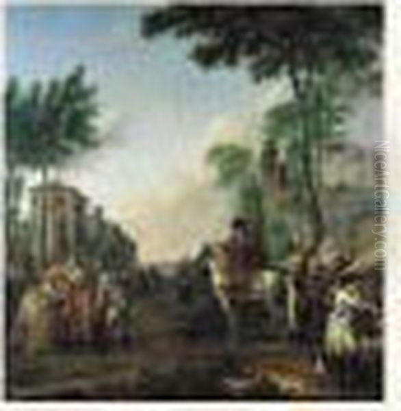 Le Depart Du Regiment Oil Painting by Louis Joseph, Dit Watteau De Lille