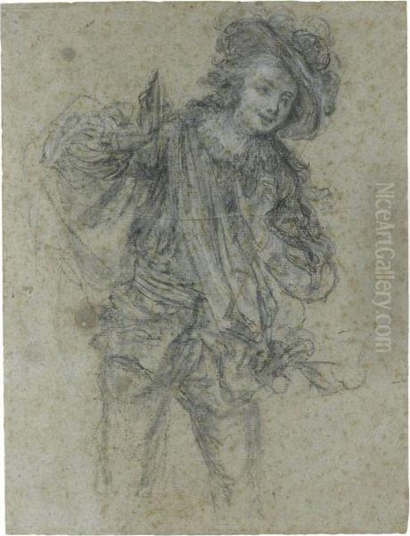 Study Of A Young Man In Commedia Dell'arte Costume Oil Painting by Francois Louis Joseph Watteau