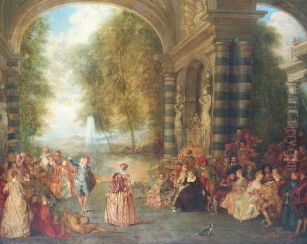 El Baile Oil Painting by Francois Louis Joseph Watteau