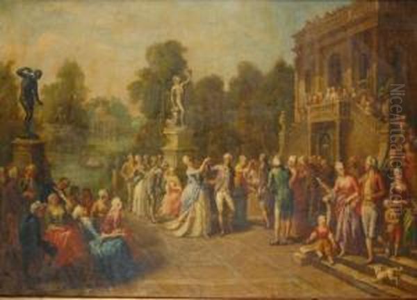 Une Fete Champetre Oil Painting by Francois Louis Joseph Watteau