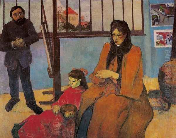 Schuffenecker's Studio (The Schuffenecker Family) Oil Painting by Paul Gauguin