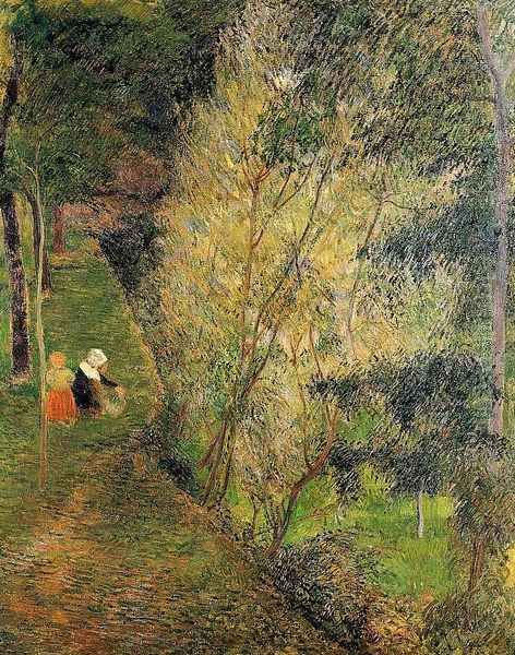 Pont-Aven Woman and Child Oil Painting by Paul Gauguin