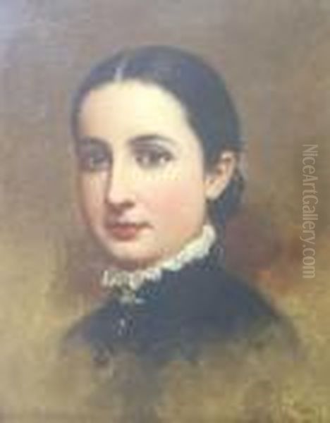 Portrait Of Miss Lizzie Markley Hartman Oil Painting by Samuel B. Waugh