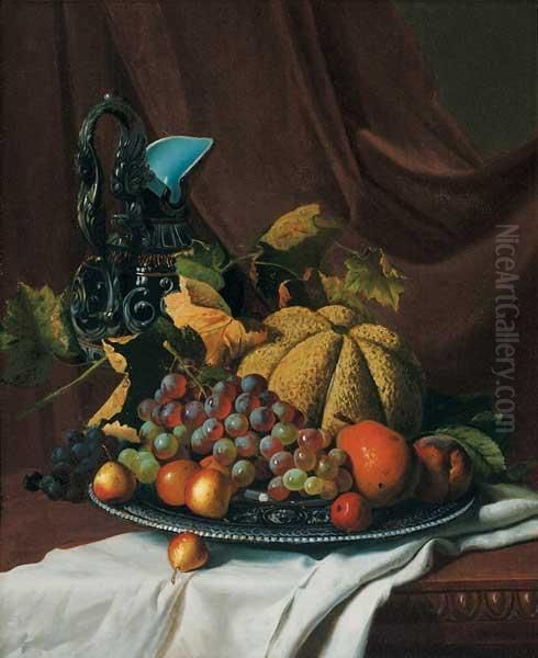 Still Life With Fruit And Ewer Oil Painting by Andrew John Henry Way