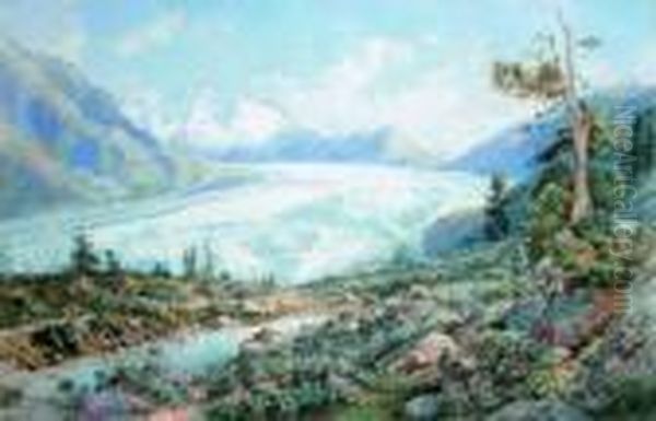 Le Glacier De Aletch Oil Painting by Charles Jones Way