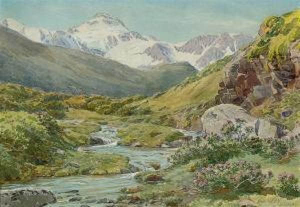 The Fletschorn From Simplon Oil Painting by Charles Jones Way