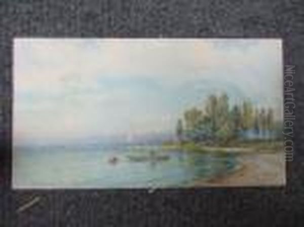 Lake Scene Oil Painting by Charles Jones Way