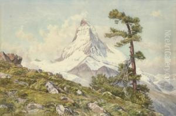 The Matterhorn From The Riffel Oil Painting by Charles Jones Way