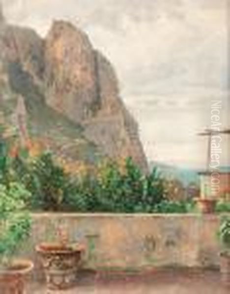 Sommerliche Terrasse Auf Capri. Oil Painting by Charles Jones Way