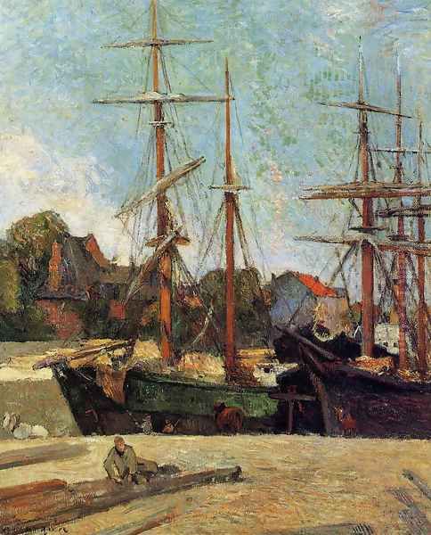 Schooner and Three-Master Oil Painting by Paul Gauguin