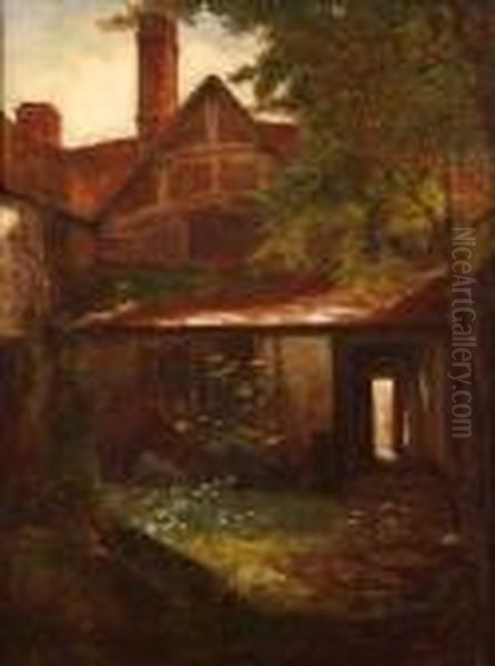 Cottage Scene Oil Painting by William Harris Weatherhead