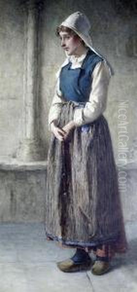 Dutch Girl Holding A Rosary Oil Painting by William Harris Weatherhead