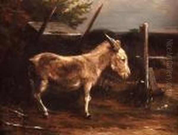 Donkey And Cart In Landscape Oil Painting by William Harris Weatherhead