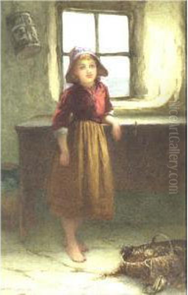 The Little Fisher Girl Oil Painting by William Harris Weatherhead