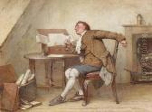 A Poor Author Oil Painting by William Harris Weatherhead