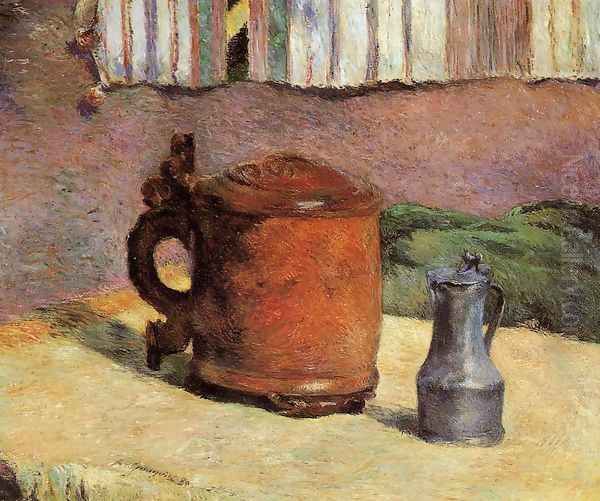 Still, Clay Jug and Iron Mug Oil Painting by Paul Gauguin