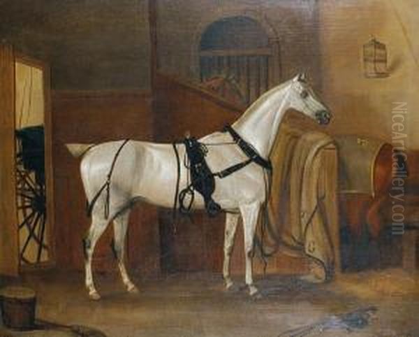 Horses In A Stable Oil Painting by Thomas Weaver