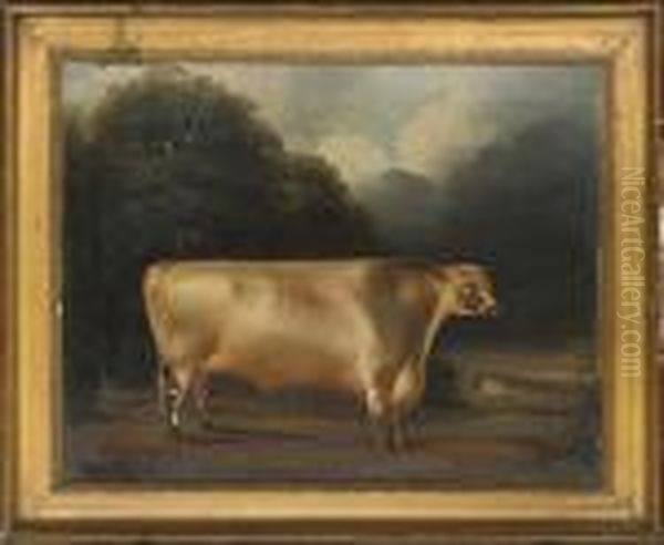 A Prize Bull Oil Painting by Thomas Weaver