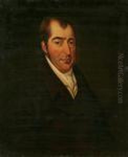 Attributed A Portrait Of John Beck, Banker At Shrewsbury, Elder Brother Of Maria Eaton Oil Painting by Thomas Weaver