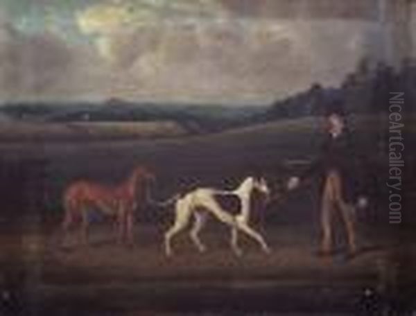 Hare Coursing On A Country Estate Oil Painting by Thomas Weaver