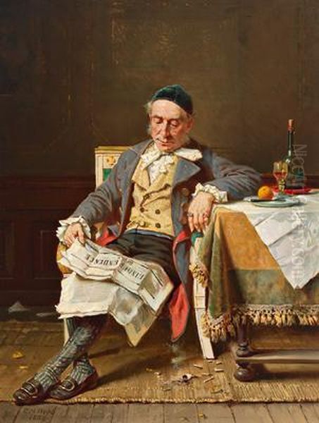 Der Zeitungsleser Oil Painting by Charles Meer Webb