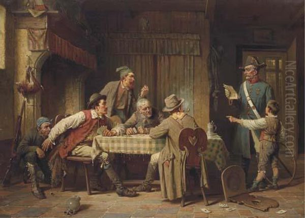 Der Wilddieb: A Poacher's Arrest Oil Painting by Charles Meer Webb