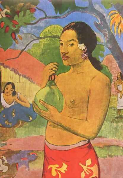 Tahiti woman with fruit, detail Oil Painting by Paul Gauguin