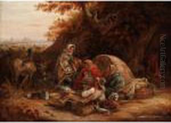 Gypsy Encampment Near Tamworth, Staffordshire Oil Painting by William Webb