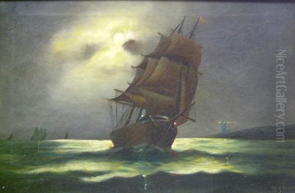 Moonlight Sail Oil Painting by Wesley Webber