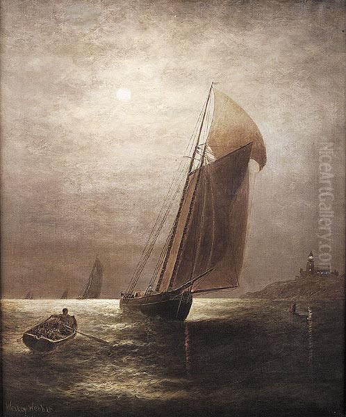 Sailing Ship At Twilight Oil Painting by Wesley Webber