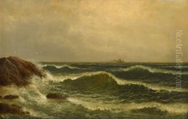 Steamship Off The Shore Oil Painting by Wesley Elbridge Webber