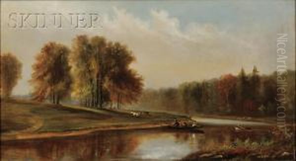 Maine View With Hunters Oil Painting by Wesley Elbridge Webber