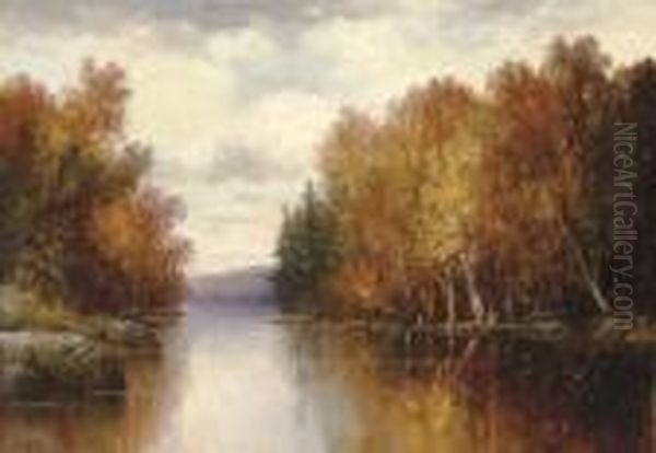 Mountain Lake Oil Painting by Wesley Elbridge Webber