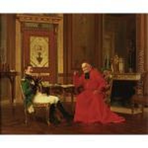 An Audience With The Cardinal Oil Painting by Alfred Charles Weber