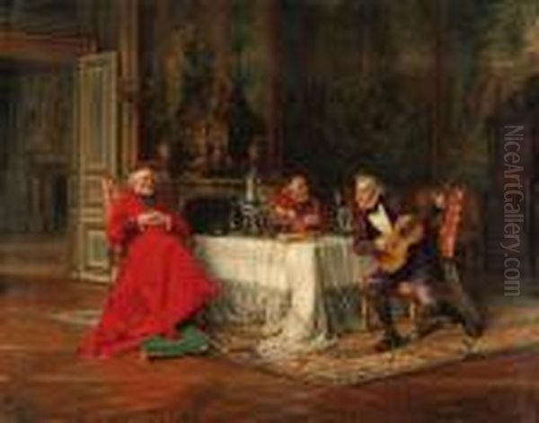 The Musical Interlude Oil Painting by Alfred Charles Weber