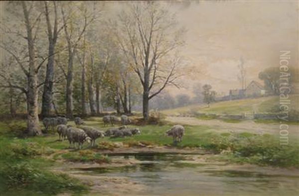 Grazing Sheep Oil Painting by Carl Weber