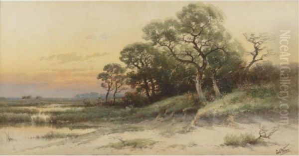 Evening, Bristol Point, Pennsylvania Oil Painting by Carl Weber