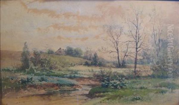 Landscape With Stream Oil Painting by Carl Weber