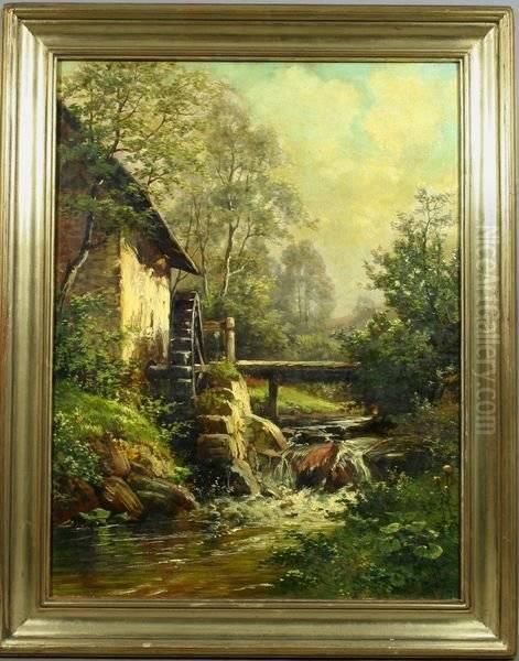 Old Mill Oil Painting by Carl Weber