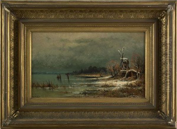 Winter Landscape Oil Painting by Carl Weber