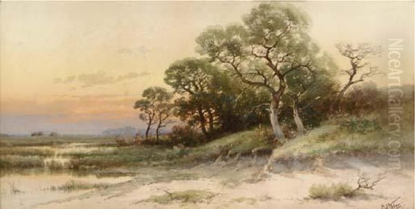 Evening, Bristol Point, Pennsylvania Oil Painting by Carl Weber