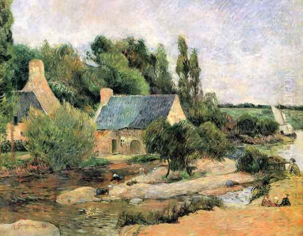 Washerwomen at Pont-Aven Oil Painting by Paul Gauguin