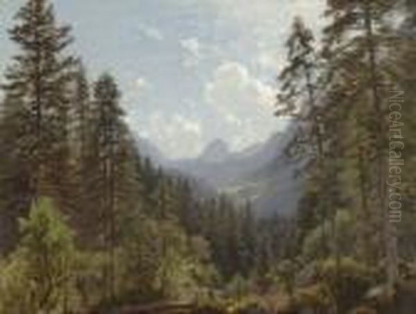 Gebirgslandschaft Oil Painting by Paul Weber