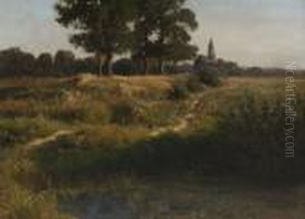 Sommerlandschaft Mit
 Weiher. Oil Painting by Paul Weber