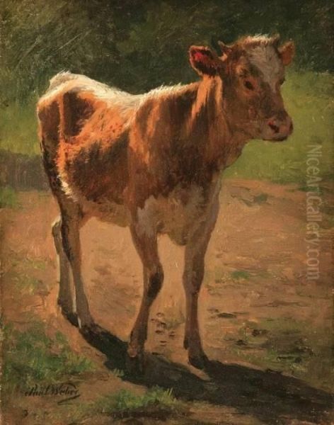 Spring Calf Oil Painting by Paul Gottlieb Weber