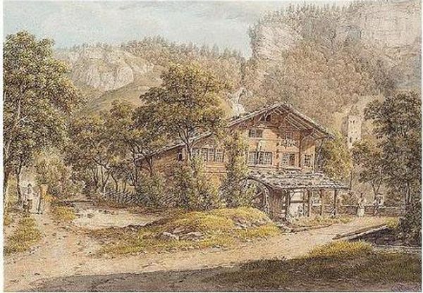 Mill Near Meiringen, Canton Bern, Switzerland Oil Painting by Paul Gottlieb Weber